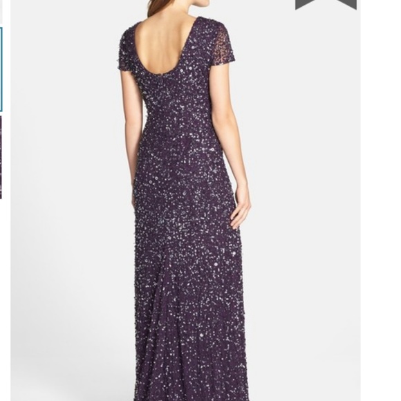 Short Sleeve Sequin Mesh Gown ADRIANNA PAPELL - Picture 3 of 4